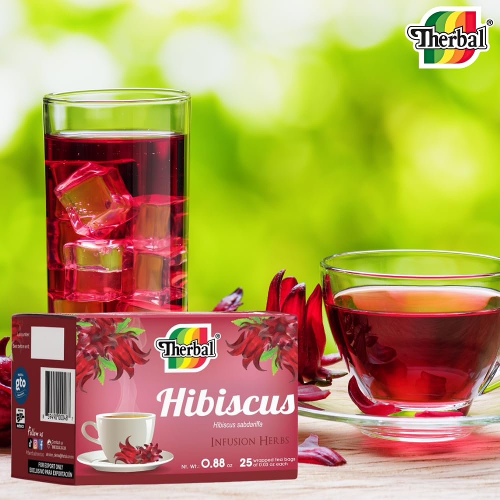 Jamaica Té (Hibiscus Tea) - 25 Tea Bags - Vegan, 100% Natural - Premium Therbal Brand
