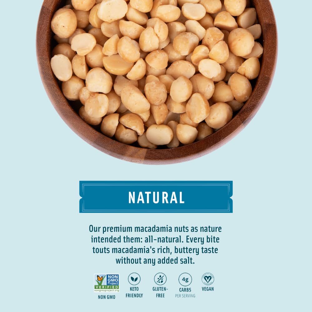 Mauna Loa Unsalted Roasted Macadamia Nuts, 7 oz Resealable Bag, Keto Friendly, Gluten Free, Premium Hawaiian Healthy Snack