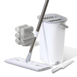 TODAYGO Wall Floor Mop Kit: Long Handle Scrubber with Wringer Bucket Washable Microfiber for Kitchen Bathroom & Hardwood - Women’s All-Purpose