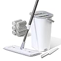 TODAYGO Wall Floor Mop Kit: Long Handle Scrubber with Wringer Bucket Washable Microfiber for Kitchen Bathroom & Hardwood - Women’s All-Purpose