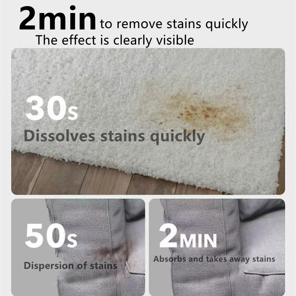 Dlmlemu 2 Pack Carpet Spot Cleaner, Sofa Spot Stain Remover, Free-wash Fabric Cleaner with Brush Head, for Sofas, Carpets, Curtains, Remove Oil