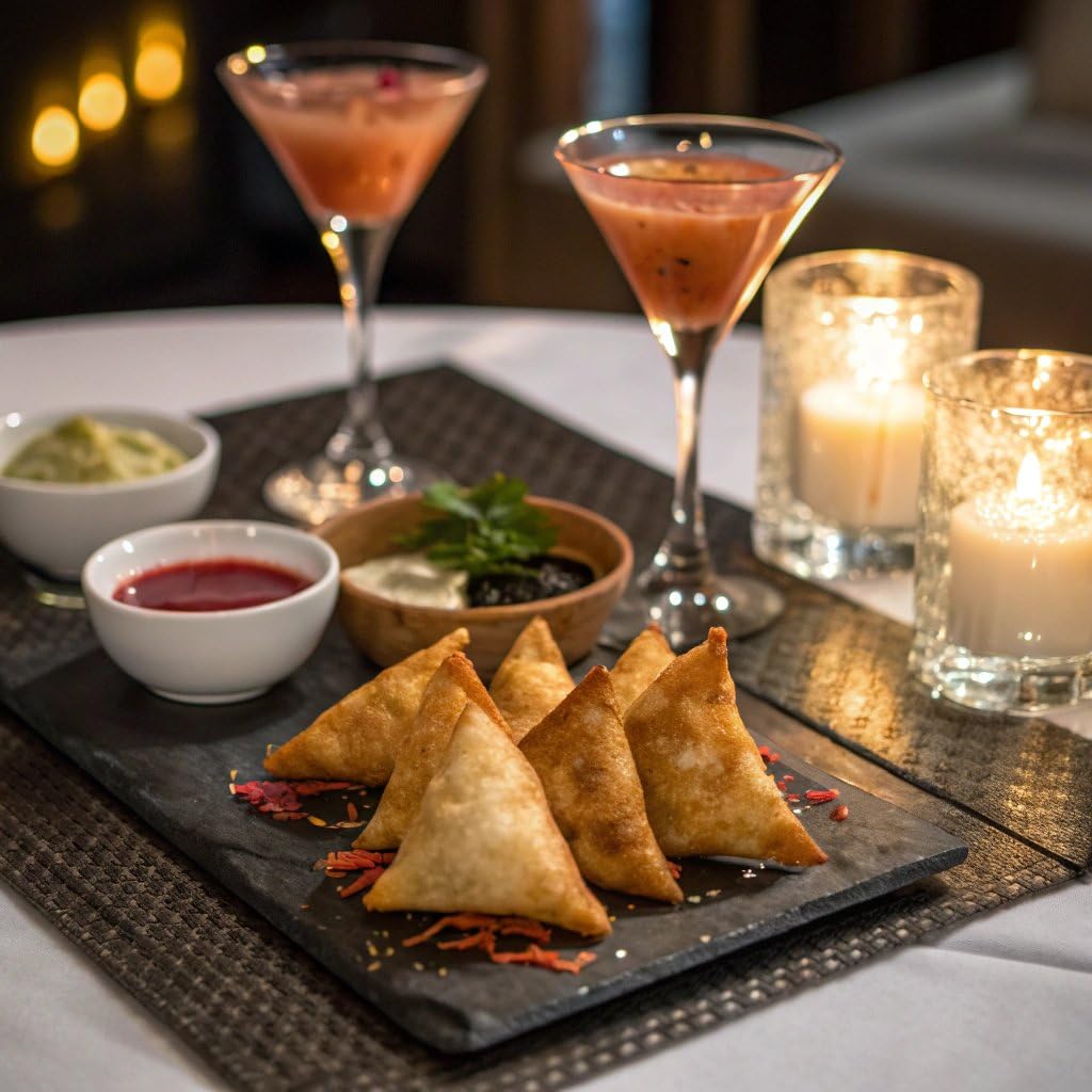 Sukhi's Indian Chicken Tikka Masala Samosa Frozen Appetizer Snack with Cilantro Chutney Dipping Sauce 10oz