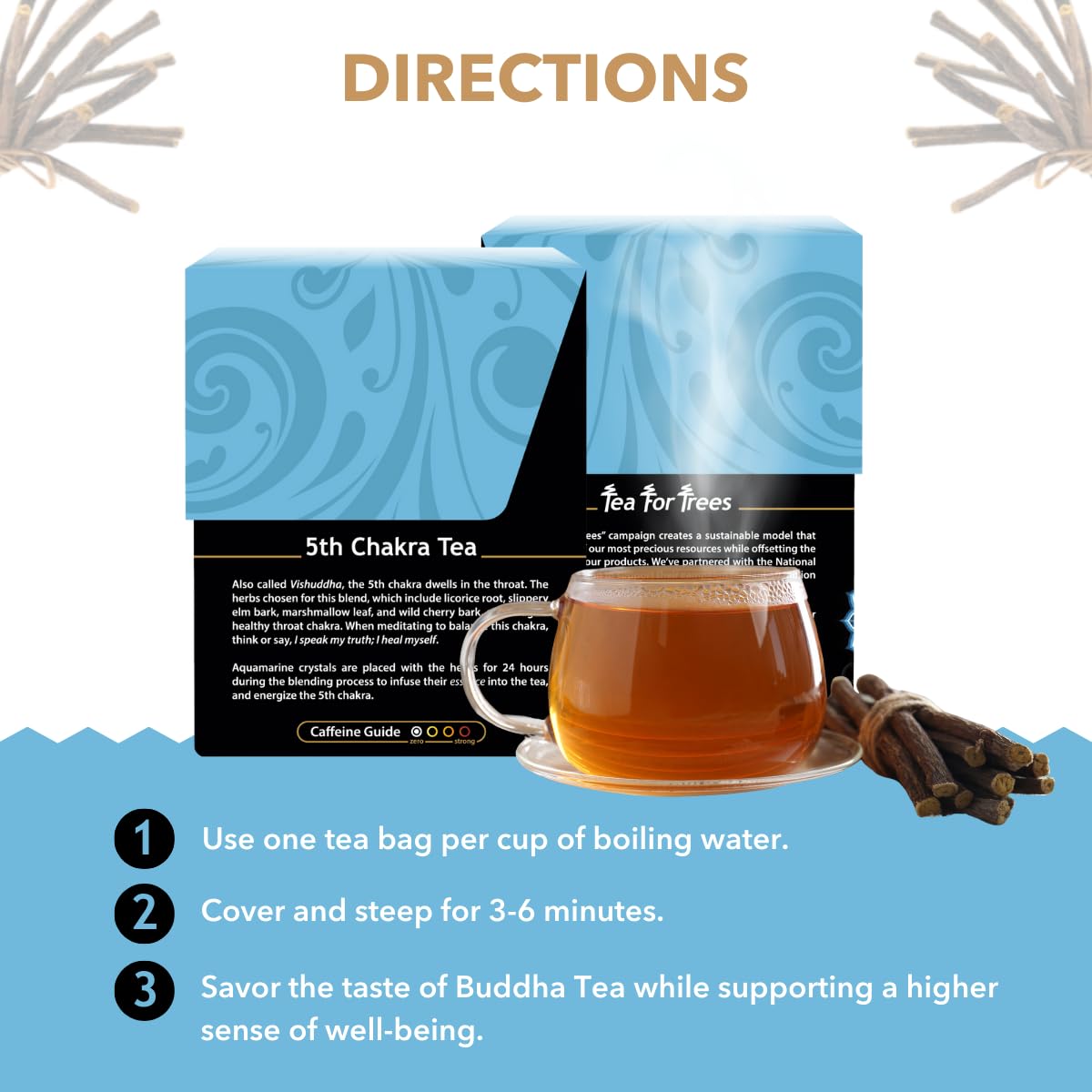 Buddha Teas - 5th Chakra Tea - Organic Herbal Tea - For Communication, Creativity & Self-Expression - With Licorice, Cinnamon & Aquamarine Essence