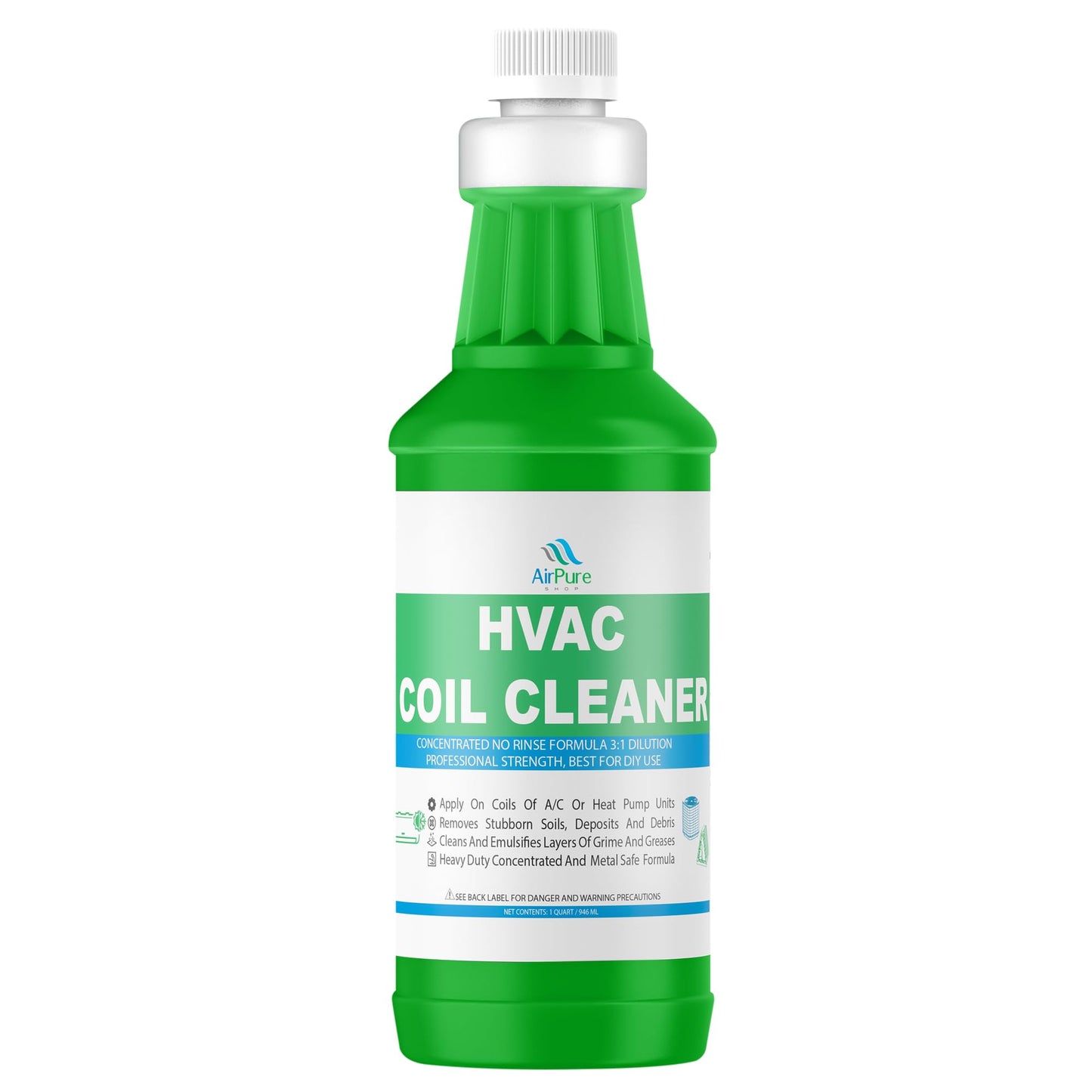 AC Evaporator Coil Cleaner - 1 Quart (946mL), No-Rinse Formula, Metal-Safe Corrosion Inhibitors - Cleans Air Conditioners, Condensers, HVAC, Mini