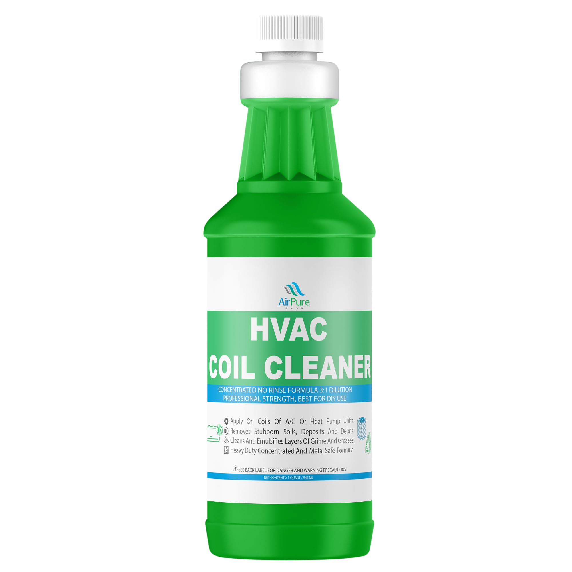 AC Evaporator Coil Cleaner - 1 Quart (946mL), No-Rinse Formula, Metal-Safe Corrosion Inhibitors - Cleans Air Conditioners, Condensers, HVAC, Mini