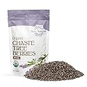 Halo Naturals Organic Chaste Tree Berries Whole Cut & Sifted, 1 Pound (Vitex agnus castus) USDA Certified | Resealable Pouch| Packaged in The USA