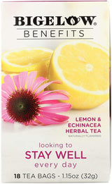 Bigelow Tea Tea - Lemon Echinacea - Stay Well - Case of 6 - 18 BAG