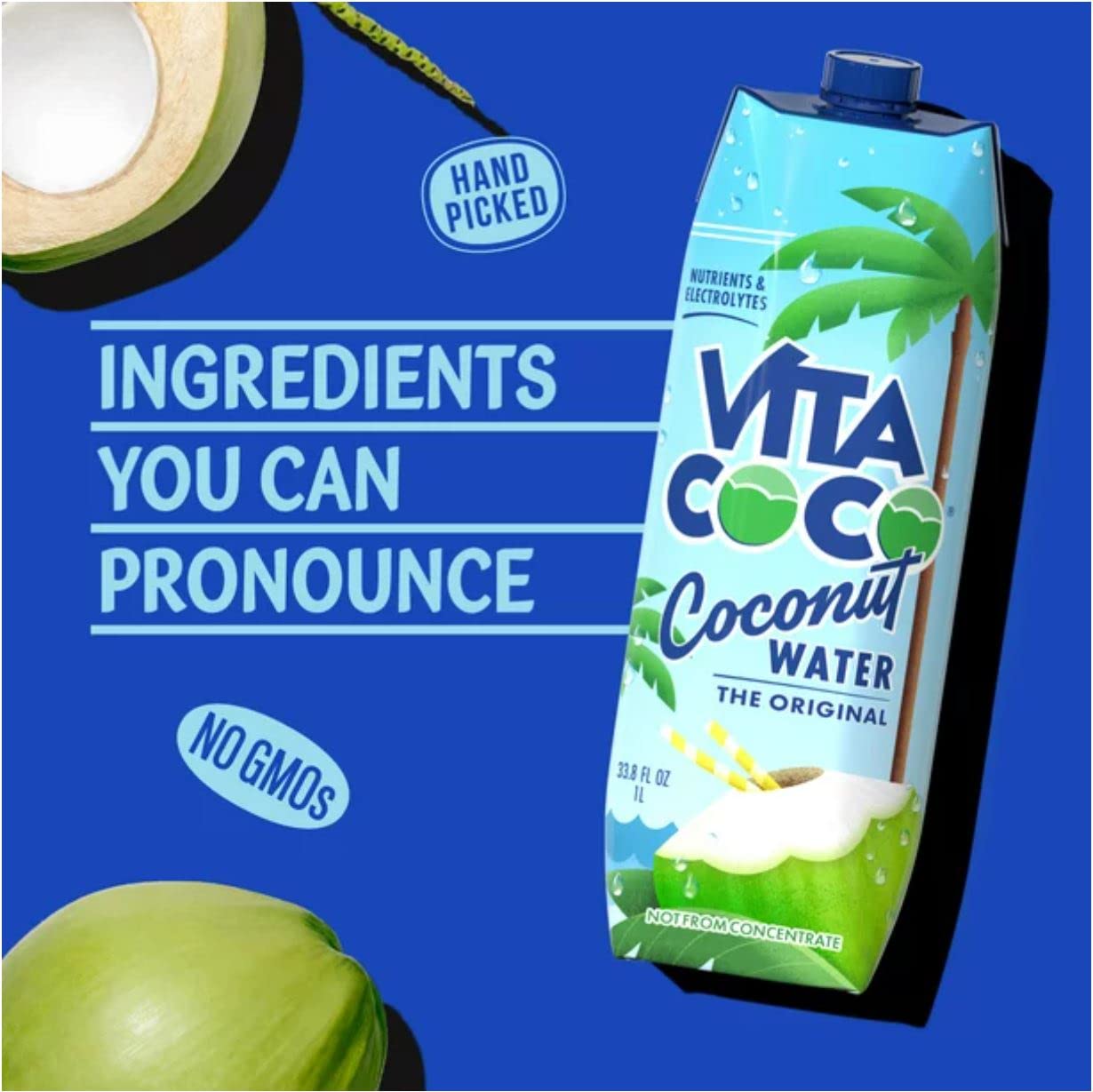 Vita Coco Coconut Water, 33.8 fl oz (Pack of 4)