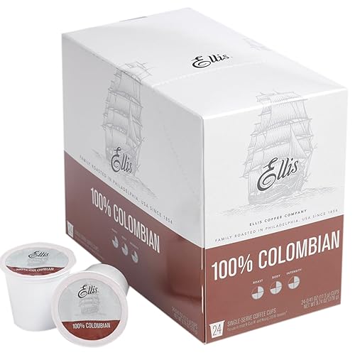 Ellis Coffee - 100% Colombian - Medium Roast - Single Serve Coffee Pods - For Use in Most K-cups and Keurig 2.0 Brewers - 24 Coffee Pods