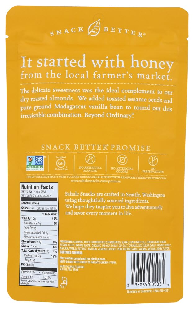 Sahale Snacks Honey Almond Glaze Mix, 4 Ounce (Pack of 6)