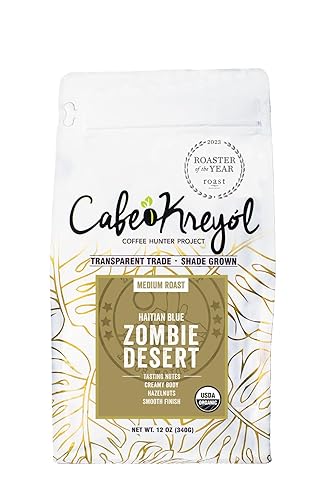 Cafe Kreyol Organic Zombie Desert | 12 oz - Haitian Blue Medium Roast Whole Bean Coffee - USDA Certified Organic