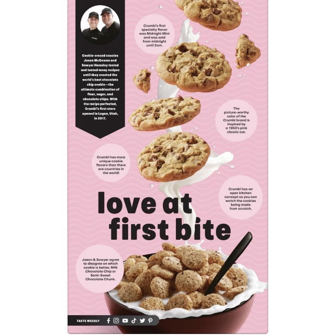 CRUMBL Chocolatey Chip Cookie Cereal, Limited Edition Kellogg's Crumble Cookies Cereal, 12.6 Ounce (Pack of 1)