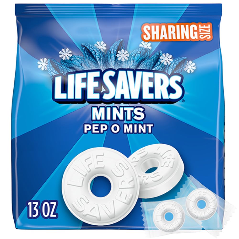 LIFE SAVERS Pep-O-Mint Breath Mints Hard Candy, Sharing Size, 13 oz Bag (Pack of 6)