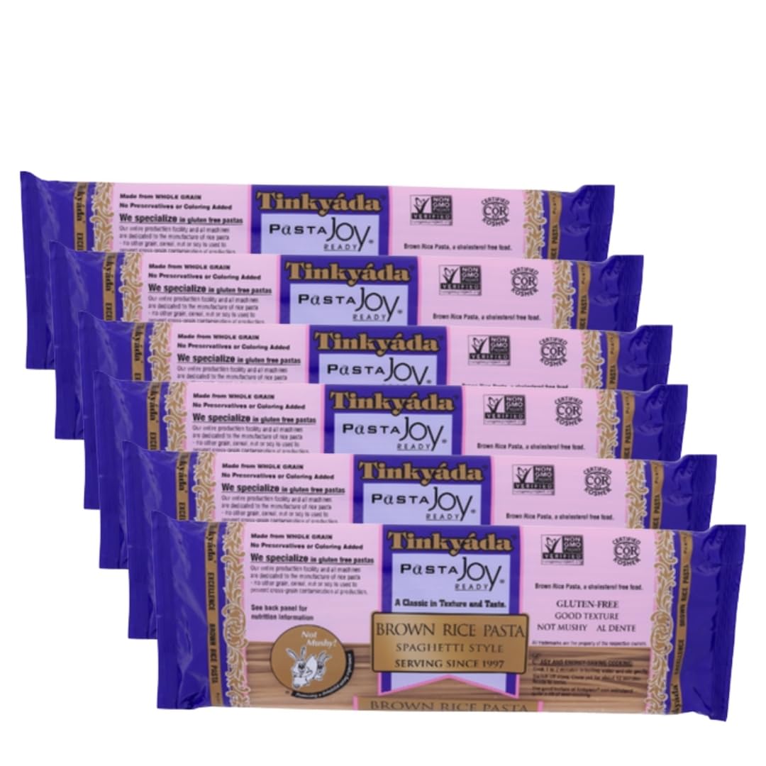 Pasta Brown Rice Spaghetti 16 oz - Pack of 6 - Noodles for Salad and Pantry Staples - Spaghetti Alternative to Egg and Penne