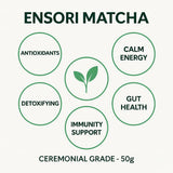 Ensori Matcha, Ceremonial Grade Matcha Powder, First Harvest, Authentic Japanese, 100% Pure, No Additives, 50 Servings, Sugar-Free Matcha Green Tea