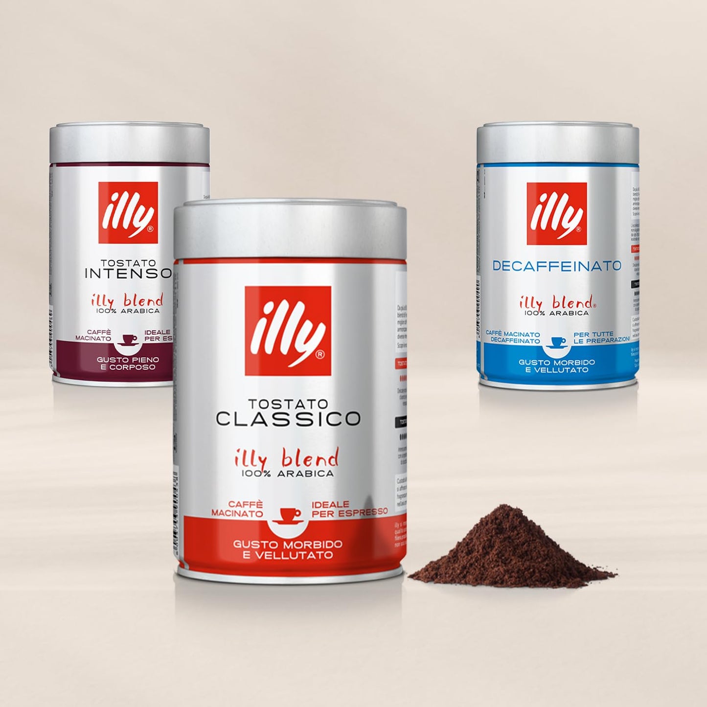 illy Ground Coffee Espresso - 100% Arabica Coffee Ground - Classico Decaf Roast - Notes of Caramel, Toasted Bread & Chocolate - Rich Aromatic Profile