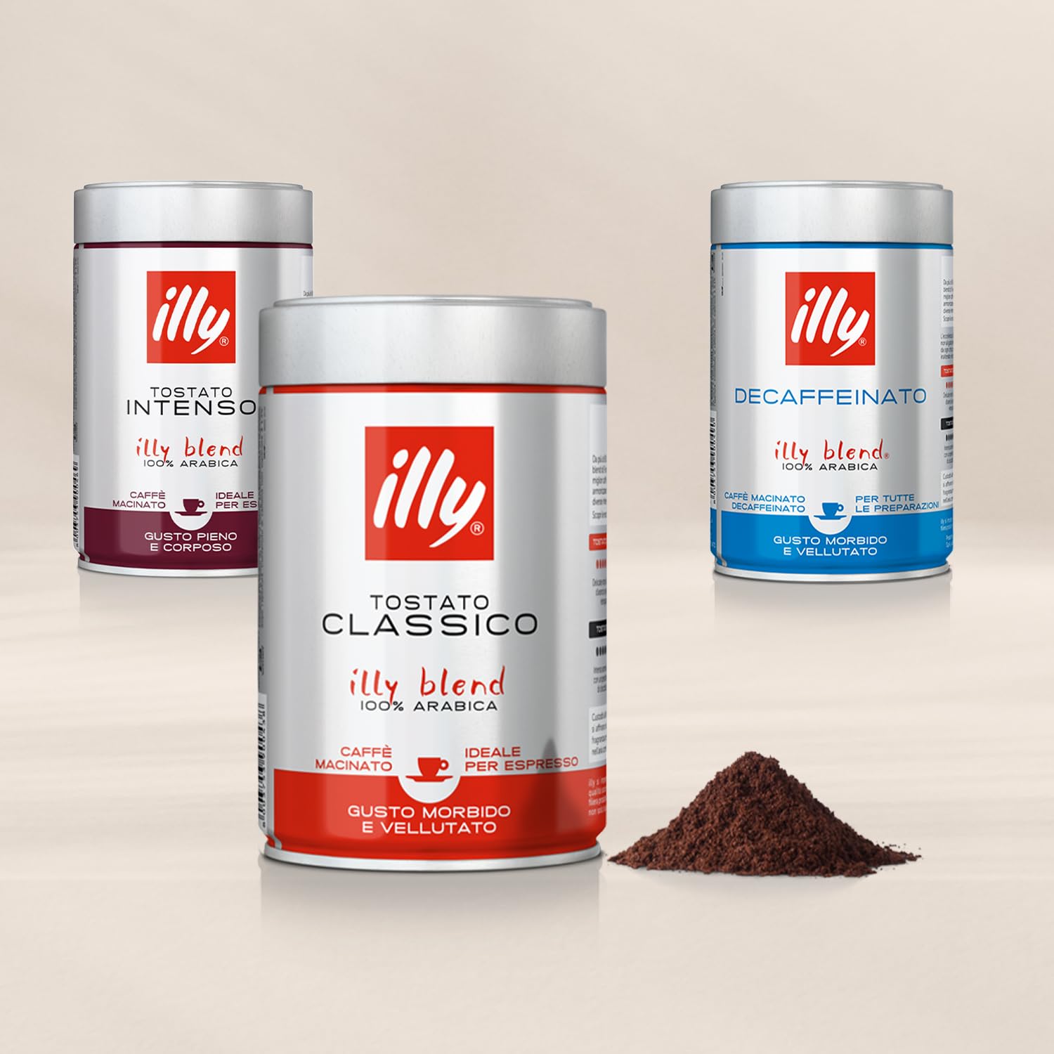 illy Ground Coffee Espresso - 100% Arabica Coffee Ground - Classico Decaf Roast - Notes of Caramel, Toasted Bread & Chocolate - Rich Aromatic Profile