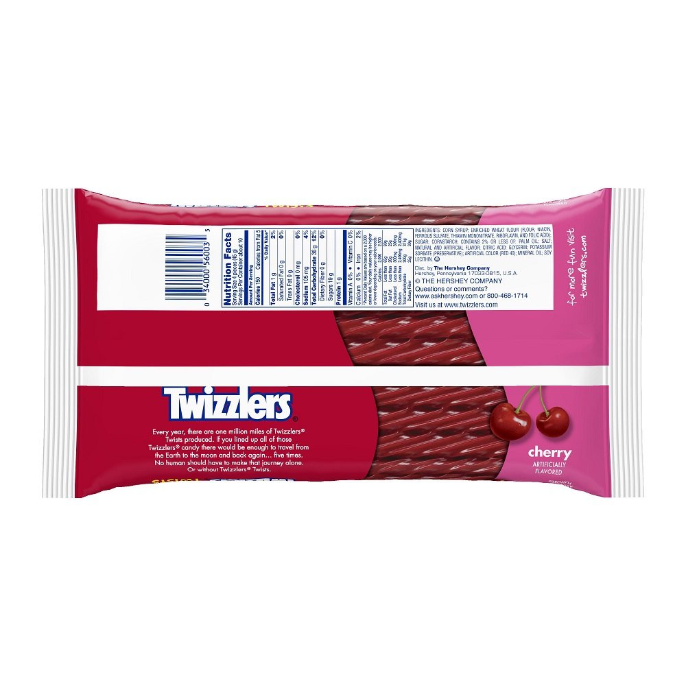 TWIZZLERS Licorice Candy, Cherry, 16 Ounce (Pack of 8)