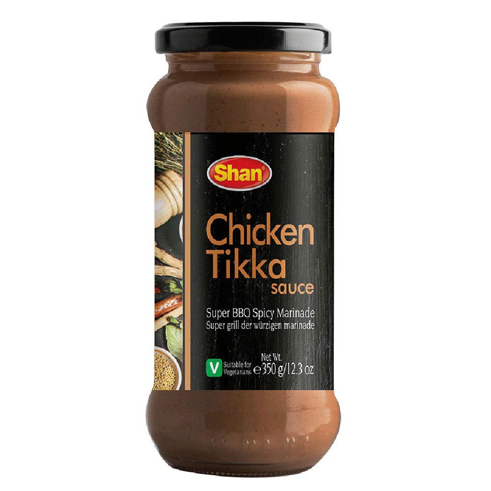 Shan Chicken Tikka Cooking Sauce 12.3oz (350g) - Simmer Sauce for Super Spicy BBQ Marinade - Easy to Cook Delicious Meal at Home - Suitable