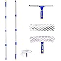 ITTAR Window Squeegee with 2 Sets Stainless Steel Pole, Squeegee Cleaning Tools with Microfiber Pads, 60"-72" Telescopic Window Washing Kit