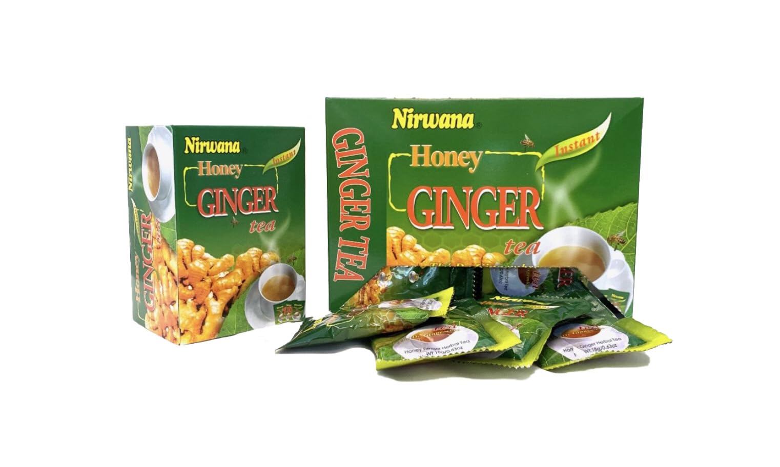 Nirwana Honey Ginger Herbal Tea - Caffeine-Free Ginger Tea Bags with Honey Flavor, Smooth Herbal Infusion, Warm & Aromatic Tea (20 Sachets)