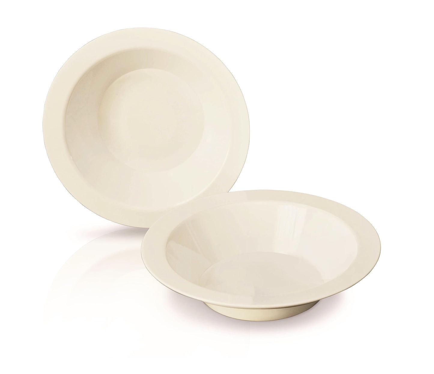" OCCASIONS " 60 Piece Plates Pack, Heavyweight Disposable Wedding Party Plastic Bowls (14oz Soup Bowl, Plain Ivory)