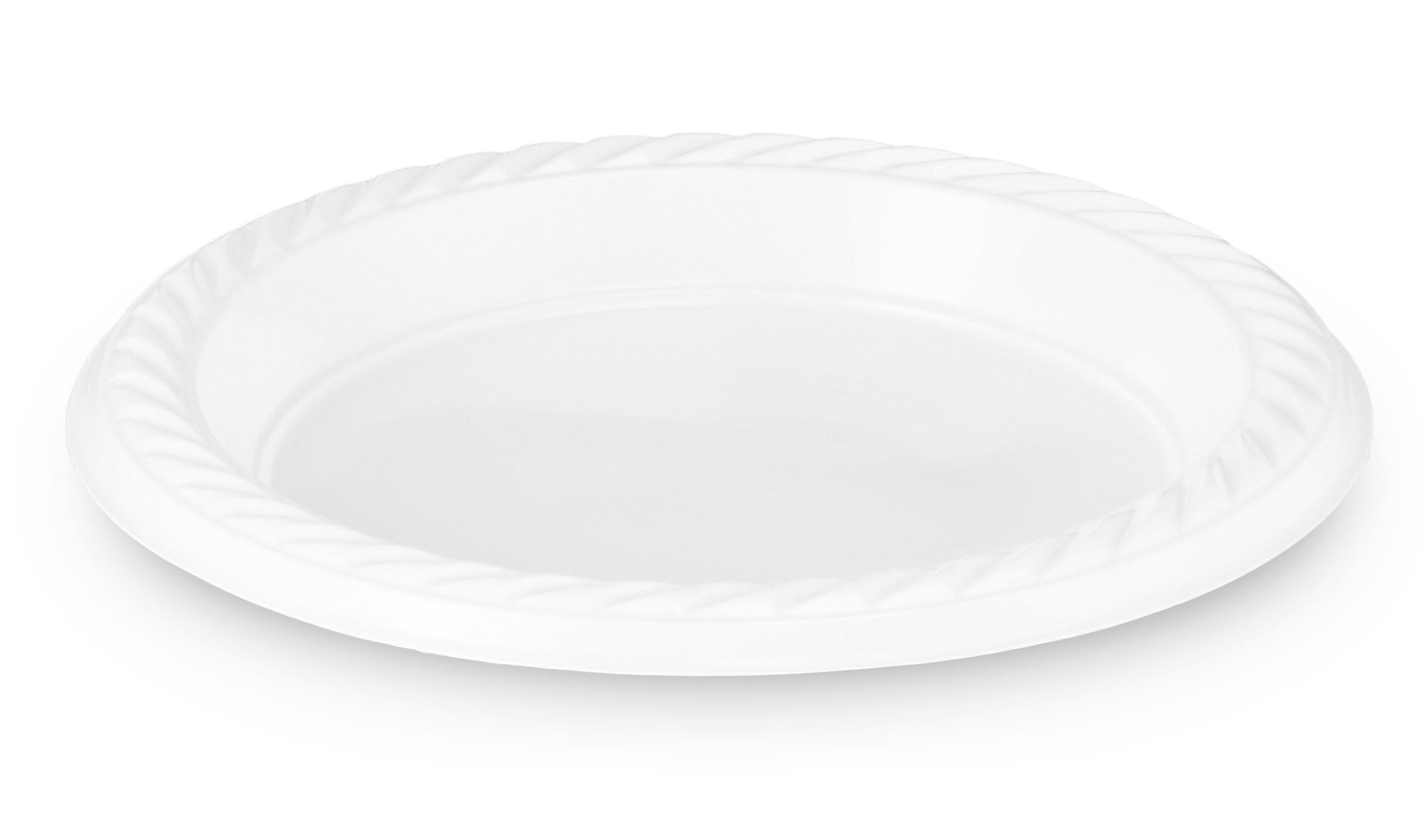 [100 Count] Plasti Plus Disposable Plastic White 6 Inch Dessert Plates, Great For Weddings, Home, Office, School, Party, Picnics, Restaurant, Take-out
