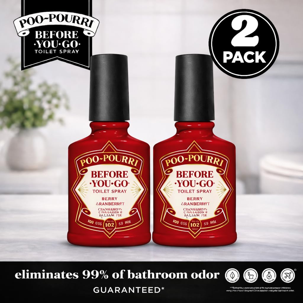 Poo-Pouri Before-You-Go Holiday Toilet Spray, Berry and Bright, 2 Fl Oz Pack of 2 - Cranberry, Cinnamon and Balsam Fir