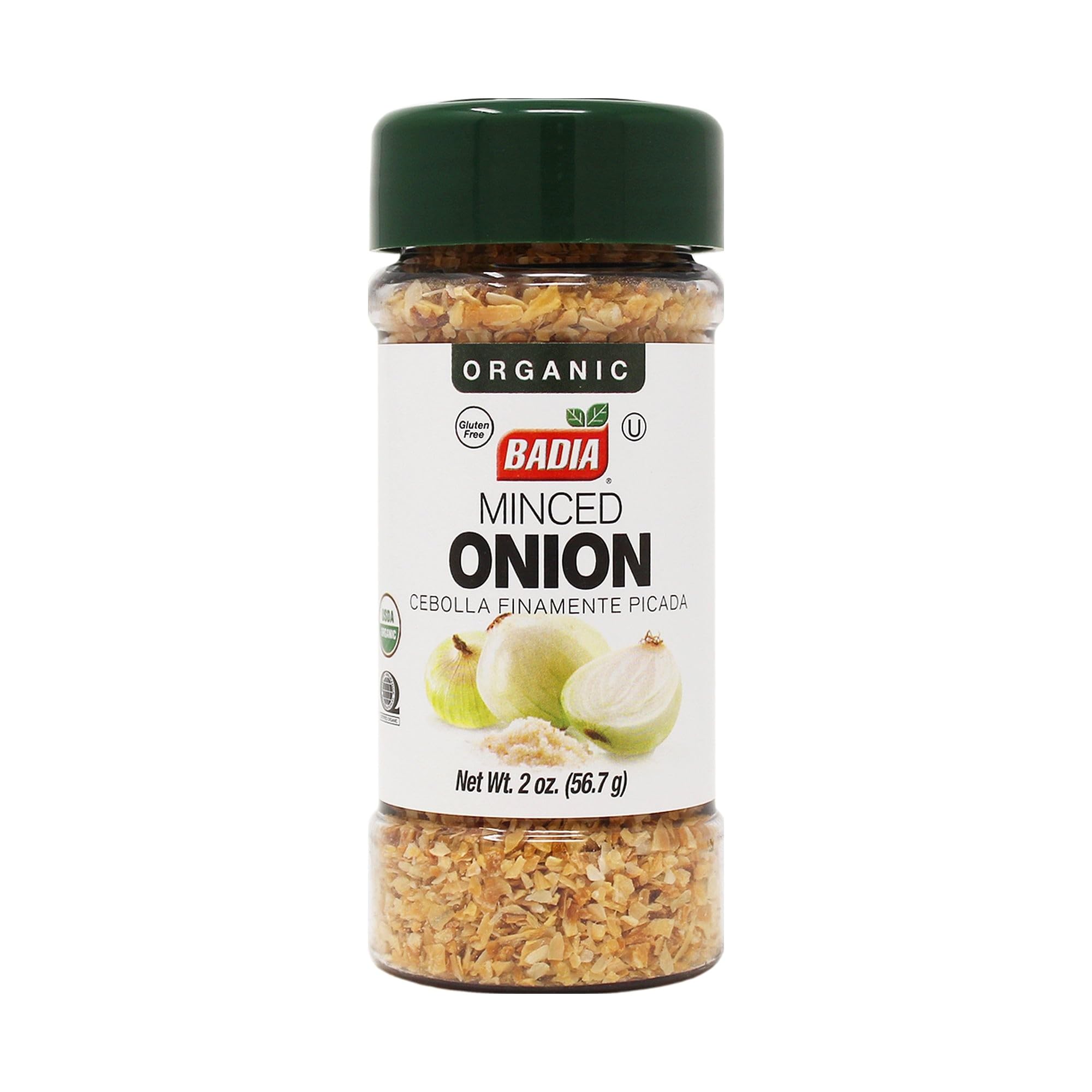 Badia Organic Minced Onion, 2 oz - Dehydrated Onion Flakes for Cooking & Seasoning - Rich, Savory Flavor