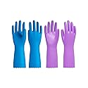 PACIFIC PPE 2 Pairs Dishwashing Cleaning Gloves with Latex free, Cotton lining, Kitchen Gloves (Purple+Blue, Small)