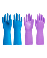 PACIFIC PPE 2 Pairs Dishwashing Cleaning Gloves with Latex free, Cotton lining, Kitchen Gloves (Purple+Blue, Small)
