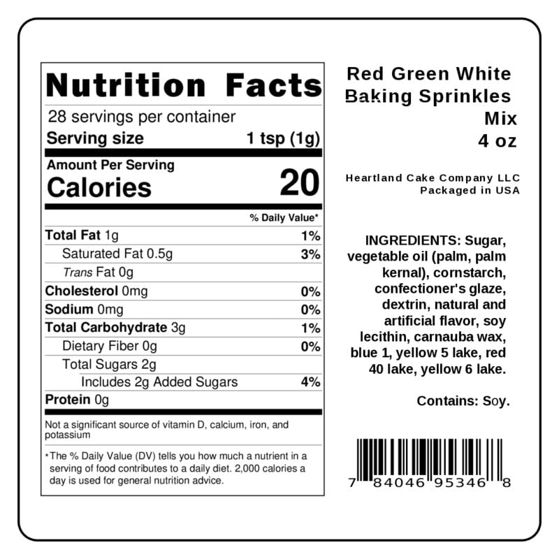 Red Green White Edible Sprinkles for Holiday Christmas Cake Decorating, Cupcakes, Cookies, Ice Cream and Donut Toppings Edible Decorating Baking