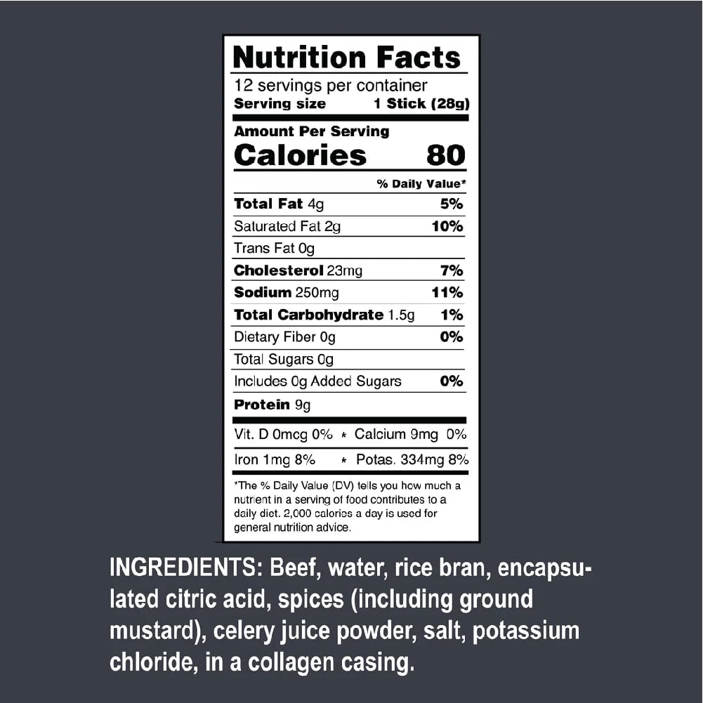 Ostrim Beef Snack Sticks, 1oz, High Protein, Keto & Paleo Friendly, Sugar Free, Gluten Free, No MSG, No Nitrates (Pack of 12) (1 oz, Pepper)