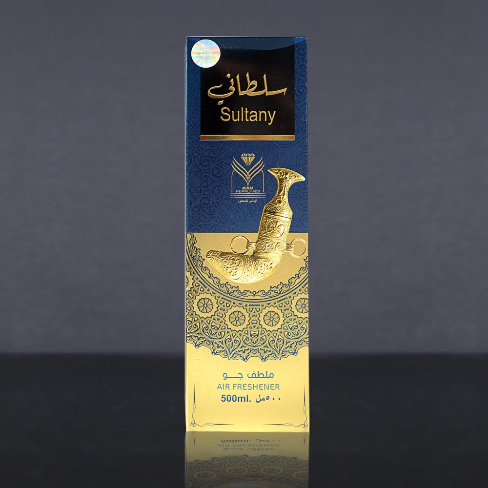 Almas Perfumes Sultany Air Freshener - 480 ML 16.9FL.OZ of Fabric spray - Natural Aged Oud Scent - Odor Fighting Room Spray - long lasting Aroma