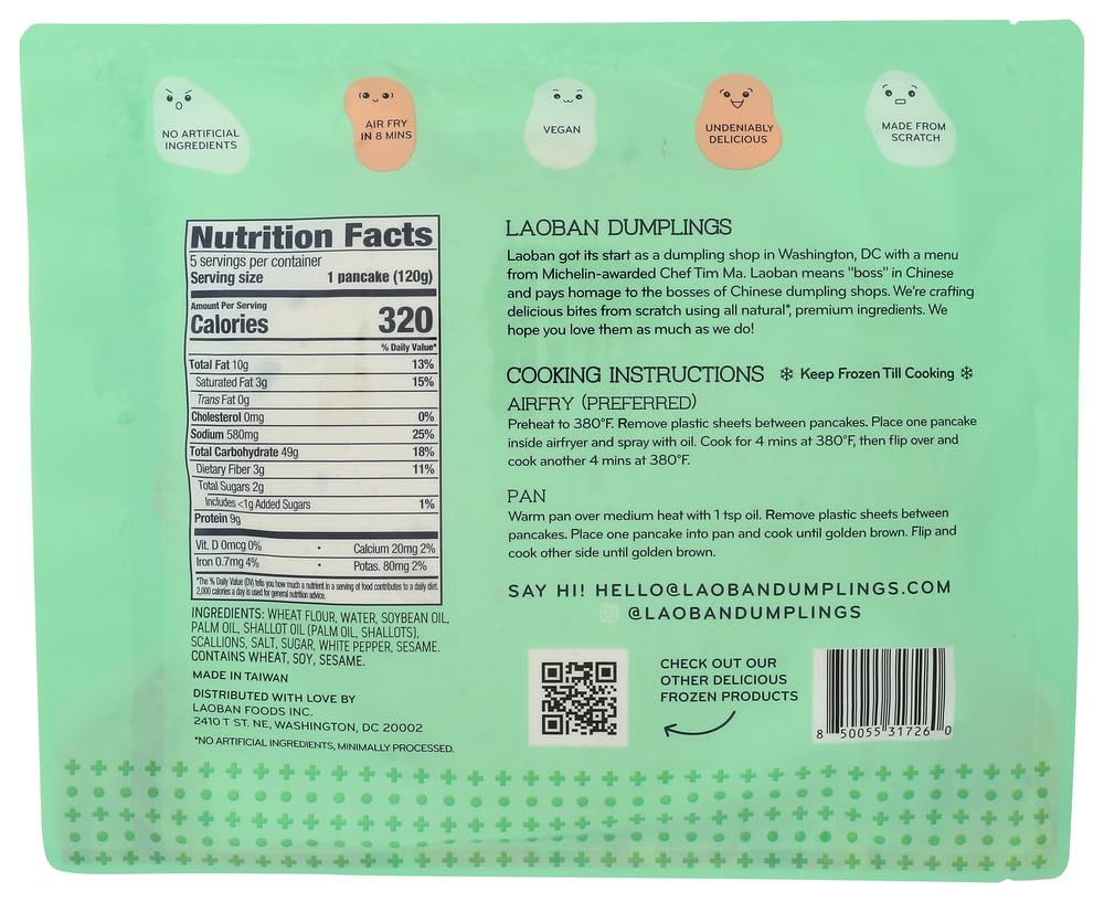 Laoban Dumplings, Pancakes Scallion, 21 Ounce