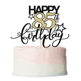 Bekaterea Happy Birthday Cake Topper,Black font Golden Numbers 85th Birthday Cake Decoration?Hello 85, Cheers to 85 Years/85th Anniversary ?85