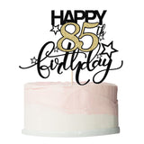 Bekaterea Happy Birthday Cake Topper,Black font Golden Numbers 85th Birthday Cake Decoration?Hello 85, Cheers to 85 Years/85th Anniversary ?85