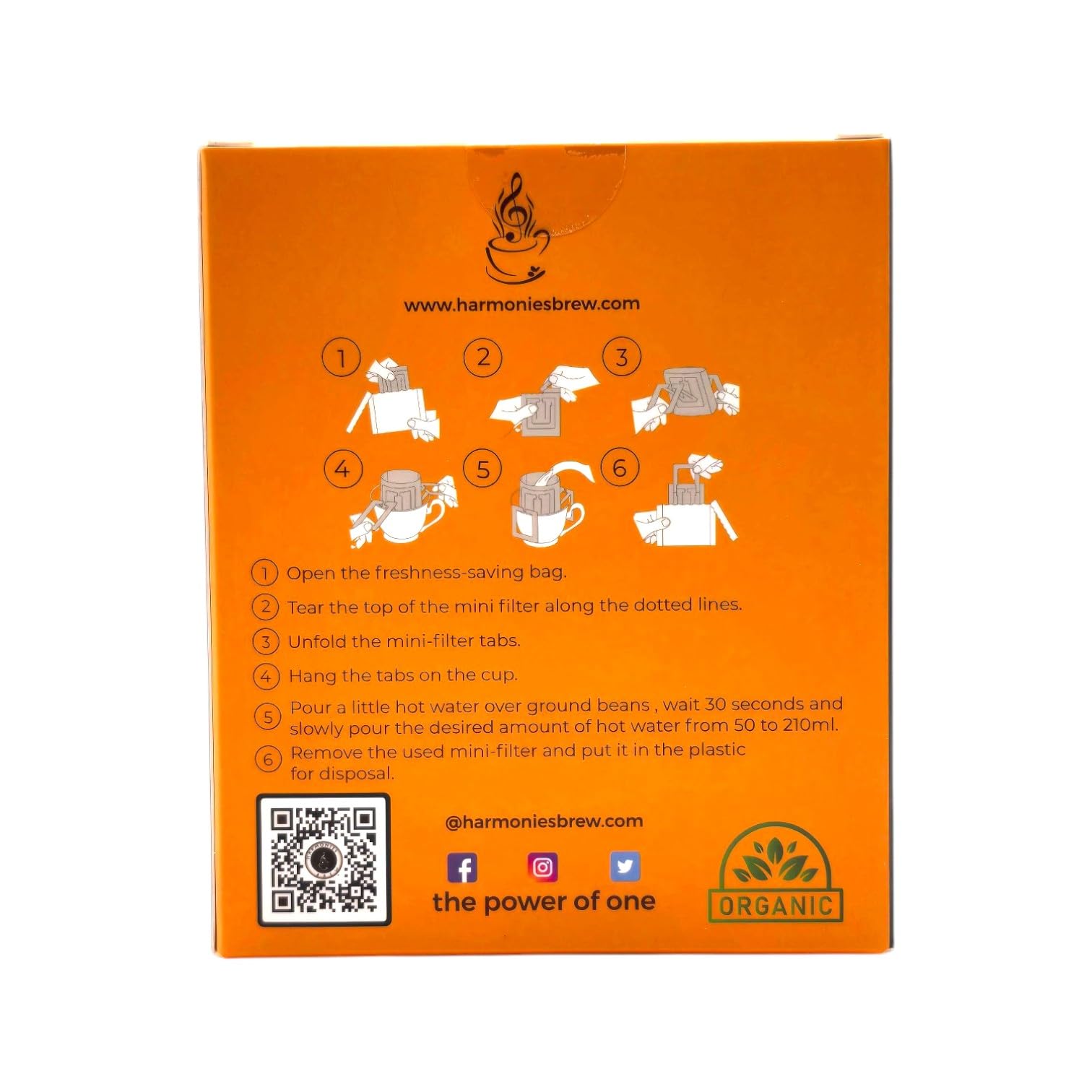 Harmonies Brew Jazzy Keys Box of Brew - 10 Pack Single Serve Pour Over Coffee, Certified Fairtrade, Organic Medium Dark Roast