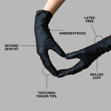 Black Nitrile Disposable Exam Gloves (5 Mil) | Latex?Free, Powder?Free, Food Safe, Medical, Tattoo, Mechanic & Cleaning Use (100 Count/1 Box) MEDIUM