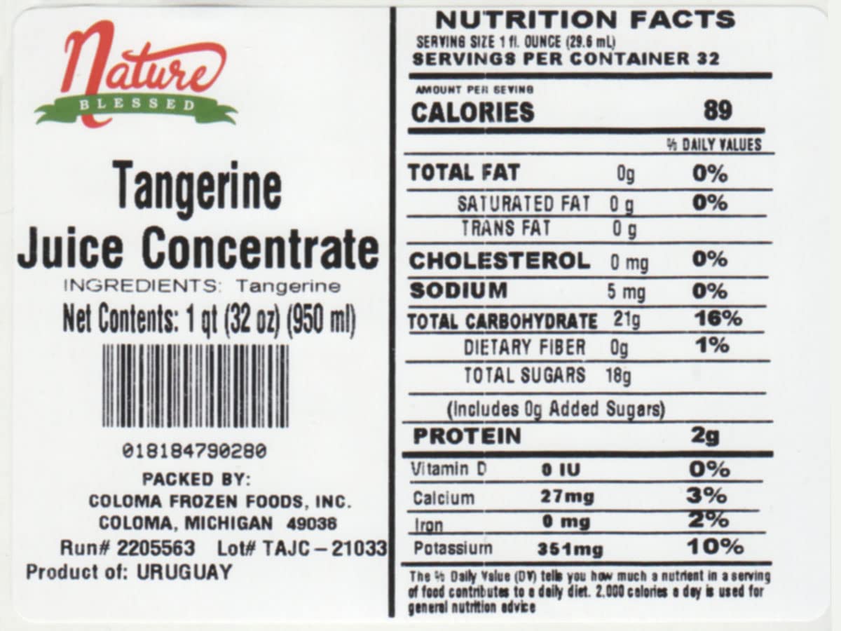 Nature Blessed 100% Pure Tangerine Fruit Juice Concentrate - 4 Quarts (4/32 fl oz bottles), Great for Home Vintners, Home Brewers, Cider, Spirits
