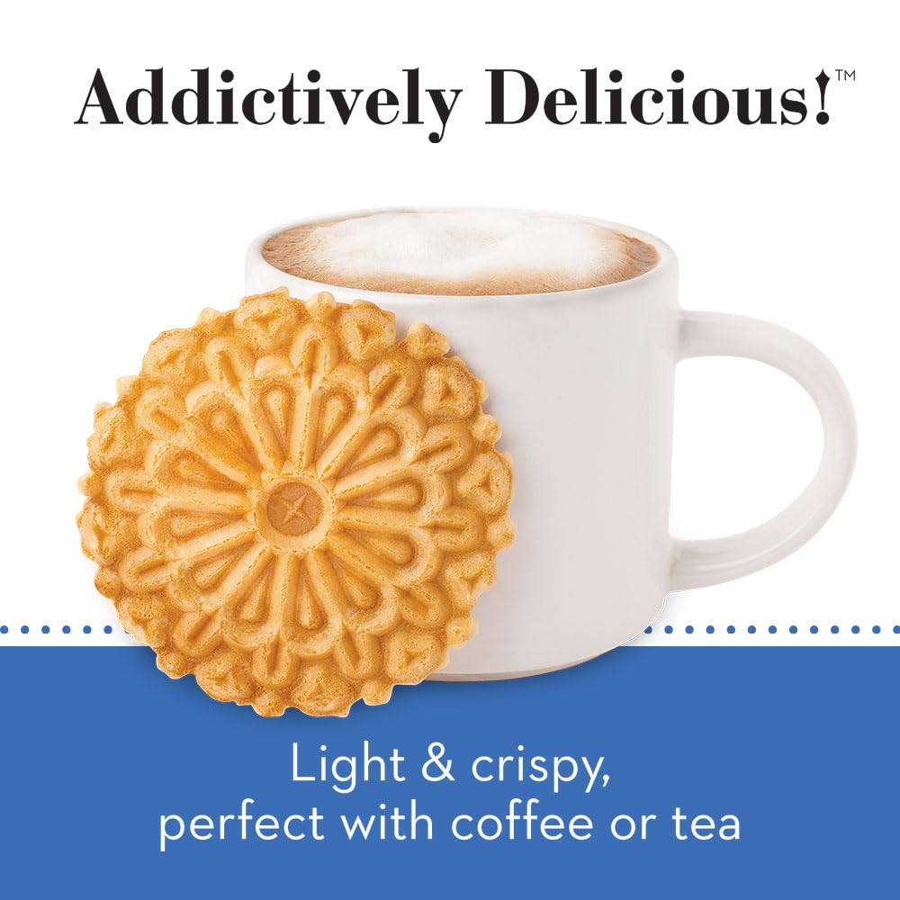 Reko Pizzelle Authentic Italian Style Waffle Cookie, Vanilla, 7 Ounce (Pack of 1)