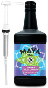 Maya Chai Tea Concentrate, Heritage Recipe, Original, 64 Ounce with White Pump