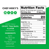 CHEF NIKKY'S THAI BASIL CRISPY CHILI - Thai Basil Flavor - a Premium Hot Sauce with a Nice Chili Crunch - No MSG - Garlic Oil with Chili Crisp, Basil