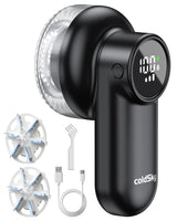 coldSky Rechargeable Fabric Shaver, Lint Shaver with Digital Display, Sweater Shaver with 6-Leaf Blades and Safety Lock, 3-Speeds Defuzzer Remove