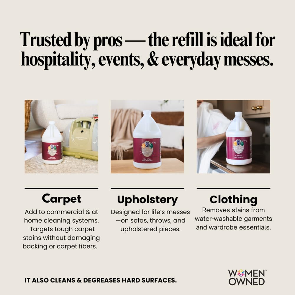 Wine Away Red Wine Stain Remover - Removes Wine Spots - Perfect Fabric Upholstery and Carpet Cleaner Spray Solution - Spray on Stain Wash and Resolve