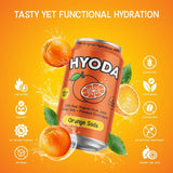 HYODA Orange Soda, Gluten Free and Vegan Sparkling Electrolyte Drink, Made with Organic Orange Juice, Celtic Salt, and Calcium, Keto, Zero Sugar