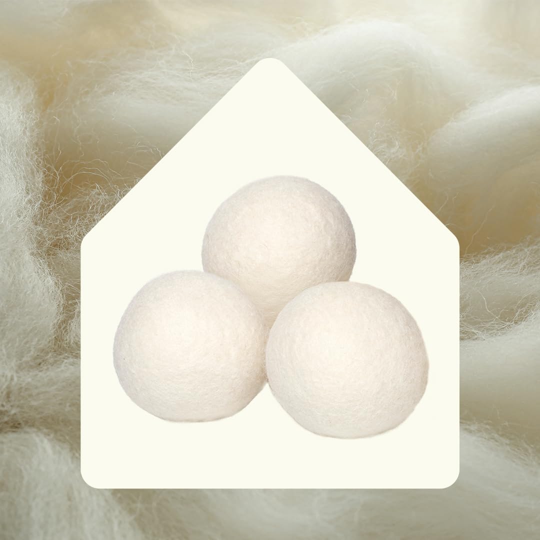 Plant Therapy Home Wool Dryer Balls 6-Pack 100% New Zealand Wool, Extra Large, Eco-Friendly, Reusable Natural Fabric Softener, All Natural & Chemical