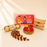 LoveNspire Raksha Bandhan Gift Hamper for Brother & Bhabhi - 2 Handmade Rakhi, Rudraksha Mala, Chocolates Pack, Greeting Card, Haldi Kumkum Holder