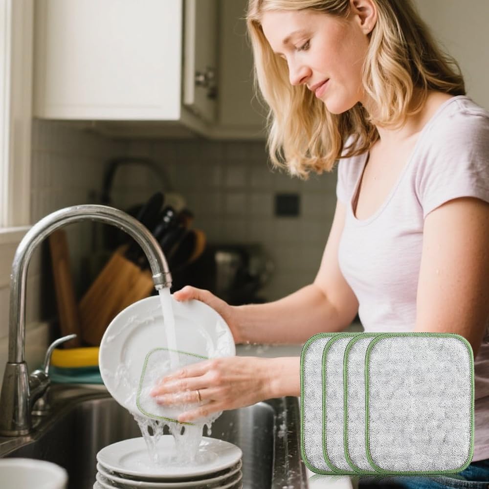 Reusable Steel Wool Scrubber Pads, 10 Pack Heavy Duty Non-Scratch Cleaning Cloth, Durable Stainless Steel Scouring Pads for Kitchen, Dishes, Pots