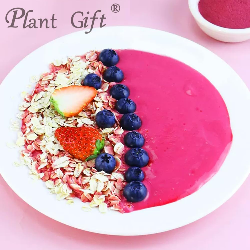 Plant Gift 100% Pure Beetroot Powder ???? Natural Beetroot Flour, Great Flavor for Drinks, Smoothie, Yogurt, Baking, Cookies, Cakes and Beverages